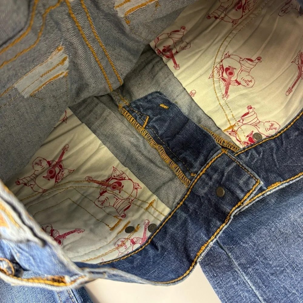 True Religion Jeans Mens 30 Blue Cotton Denim Embroidered Tag Made in USA